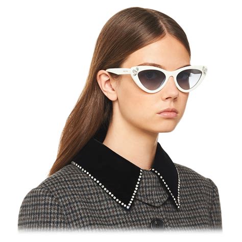 miu miu white logomania cat eye|Miu Miu Eyewear cat.